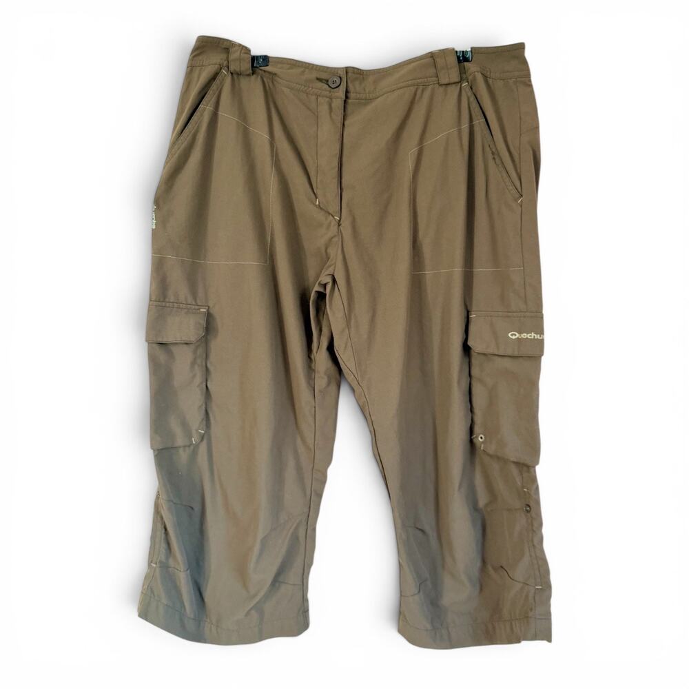 Quechua Brown Women's Hiking Cargo Capri Pants Size 12 Gorpcore